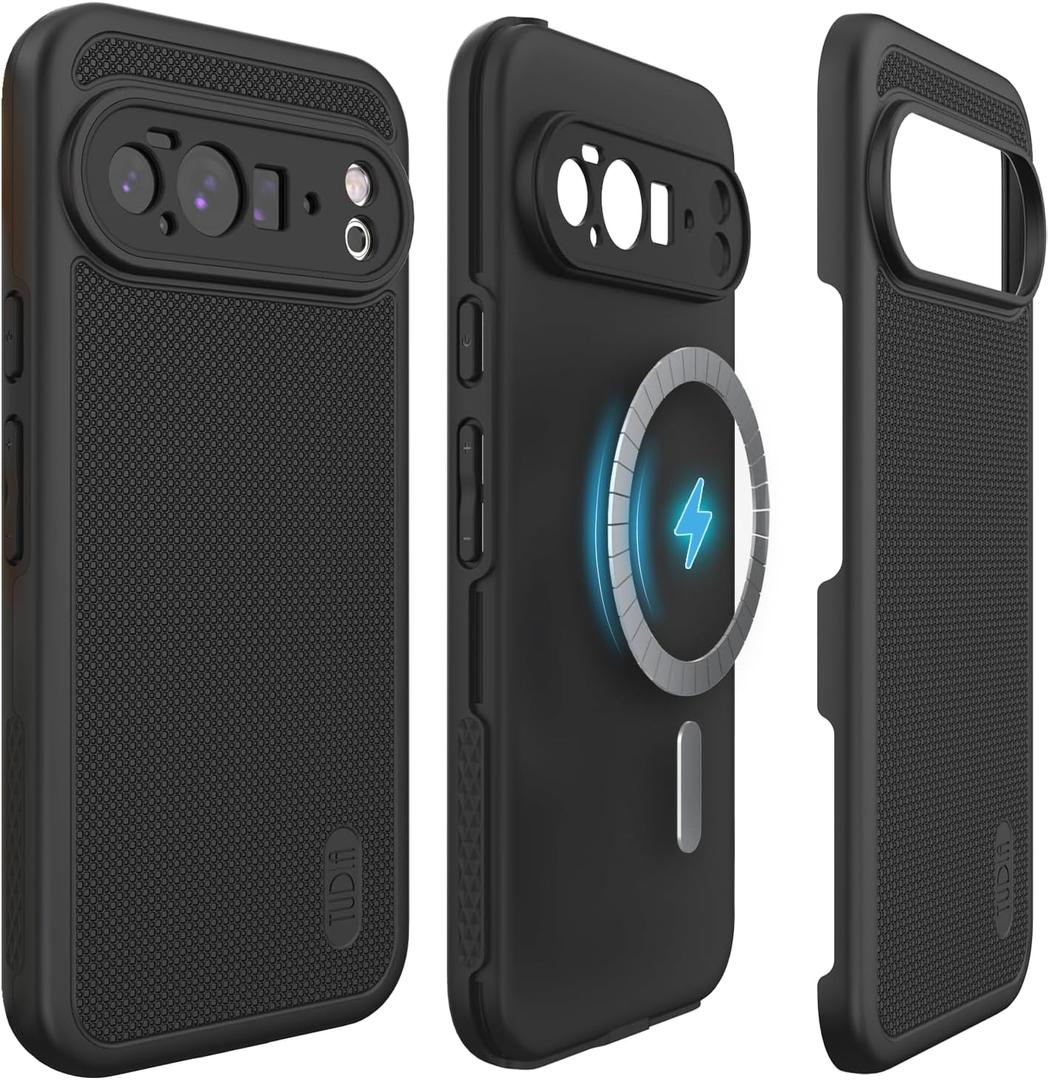 TUDIA MergeGrip [Compatible with Magsafe & Pixelsnap] for Google Pixel 10 Pro XL Case 2025, [Military Grade] Dual-Layer Shockproof Slim Non-Slip Heavy Duty Protective Phone Cases  Black