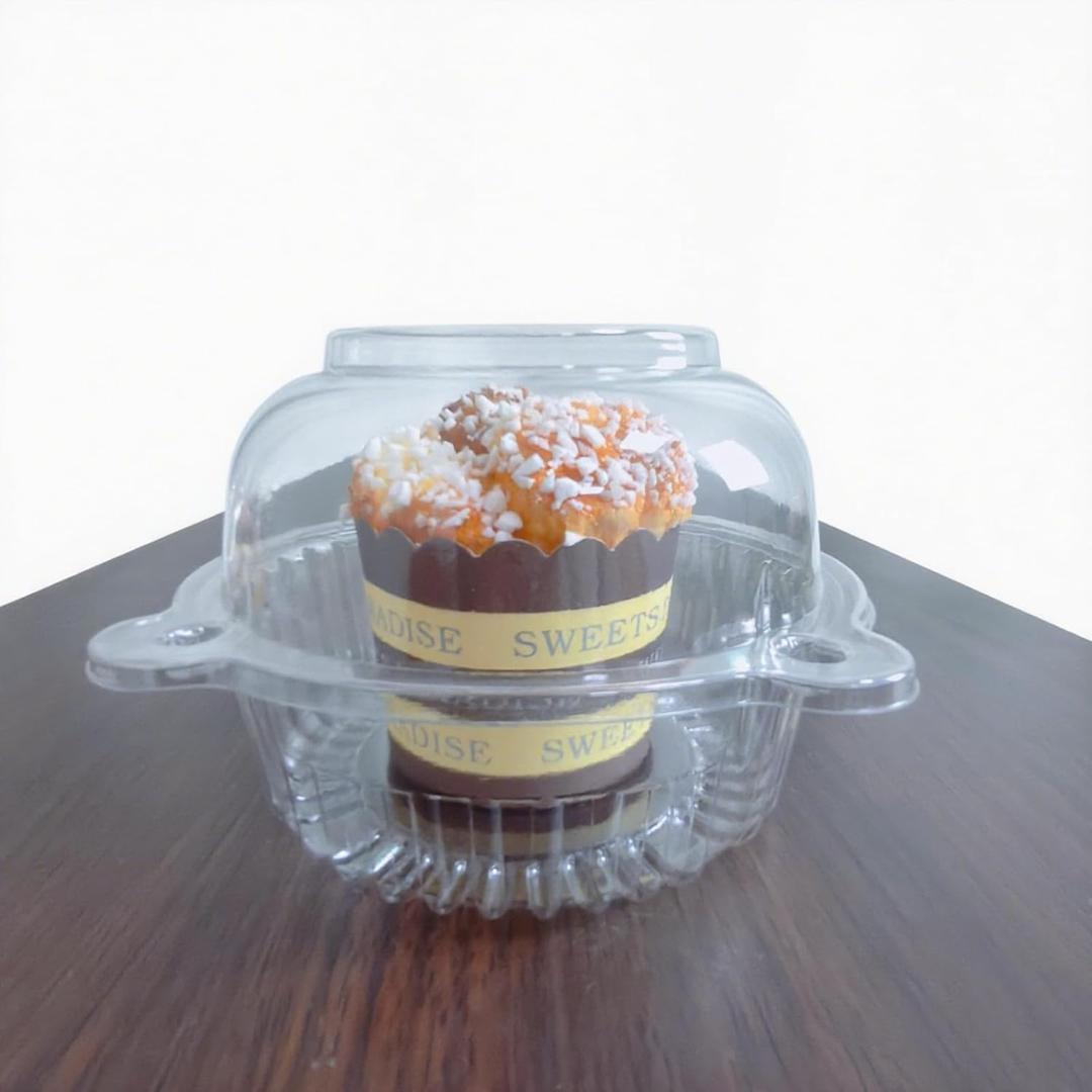 LSGENGXCY 50 pc Jumbo Muffin Containers, Plastic Cupcake Container, Independent Cupcake Holder, Transparent Plastic Muffin Box (Large Size)