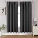 CUCRAF Dark Grey Blackout Curtains 63 inch Length 2 Panels Set, Rod Pocket Room Darkening Drapes for Bedroom Living Room, Insulated Thermal Light Blocking Window Curtain (W52 x L63 Inch)