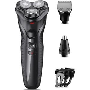 Electric Razor for Men, rategist Rechargeable Electric Shaver, Waterproof Wet Dry Cordless Razor, Adjustable Speeds, with Nose Hair Trimmer, Sideburns Trimmer