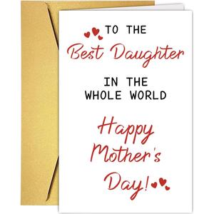 6 x Mother's Day Card for Daughter from Mom Dad, Happy Mothers Day Card for Adopted Daughter Stepdaughter, 1st Mothers Day Card Gifts