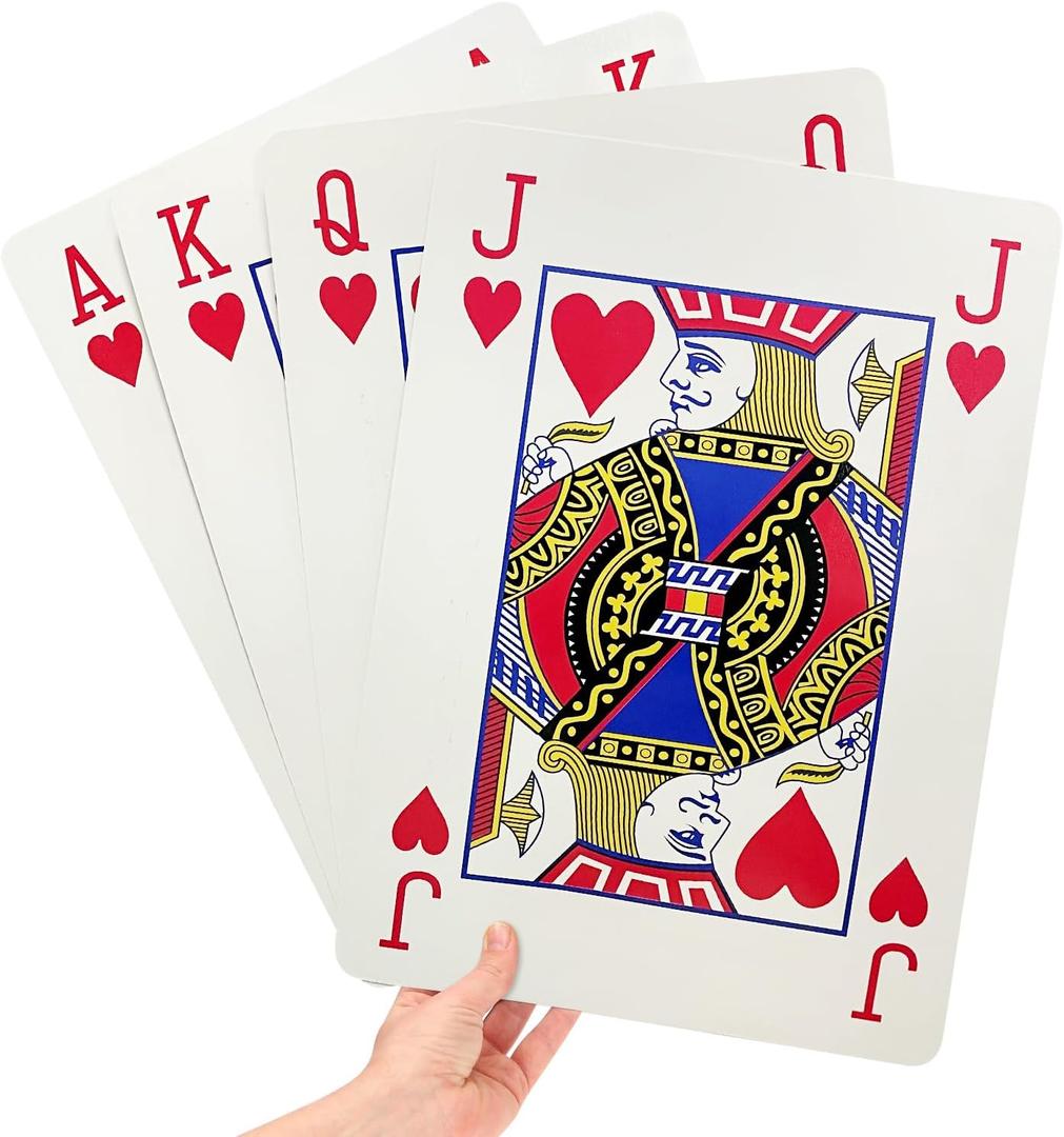 Jumbo Playing Cards, 8 x 11 Inches Giant Playing Cards for Family Game Night, Extra Large Casino Party Decoration for Adults and Kids