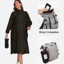 SaphiRose Long Sleeve Rain Jacket Extra Length Waterproof Rain Poncho with Hood and Pockets for Adults (Black) S