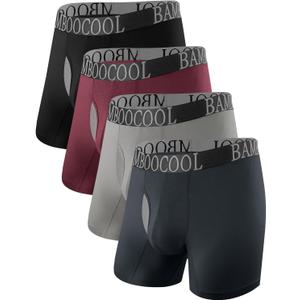 BAMBOO COOL Breeze Boo Men's Ultra Breathable Underwear Mesh Boxer Briefs with Light wight Waist band, No Ride Up, (05-black/Dark Gray/Livid/Rhodora Red (4 Pack)) Large