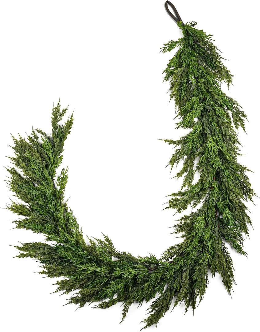 Norfolk Pine Garland 6ft Real Touch Realistic Christmas Pine Garland, Greenery Artificial Christmas Decorations for Table, Mantle, Wall