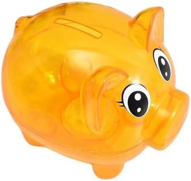 Piggy Bank, Plastic Money Bank, Transparent Money Jar, Coin Bank for Girls and Boys, Gifts for Birthday, Easter, Christmas, Baby Shower (Yellow)