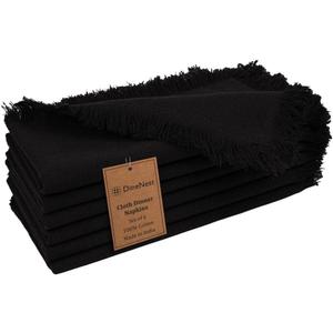 Cloth Dinner Napkins 100% Cotton Set of 6 - Soft Durable Reusable Table Napkins - for Dining Weddings Parties Holidays Easter and Everyday Use - Large 20x20 Inch Cloth Napkins Black