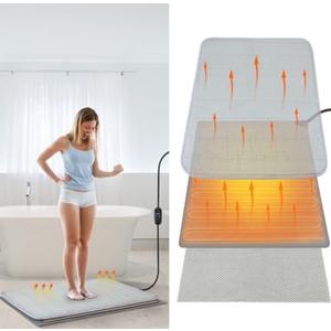 Enhon 3 in 1bathroom Heating Pad Set, Adjustable Temperature(32-147℉) and Time(0-24h) Mats, Heated Bath Rug with Memory Function, Waterproof Bathroom Mat, 22''x15.7'' (Memory Foam Bath Rug,Normal)