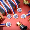 24 Pcs 5K Running Medals Bulk 2'' Race Medallion Trophy Award with Blue Whit Red Ribbons Labour Day Supplies for Race Walk Tournaments Match Sports Competition