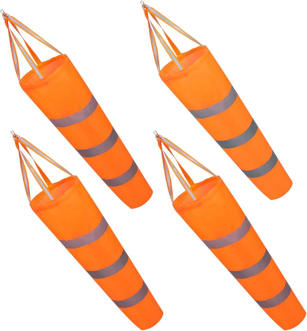 4 Pcs Airport Windsocks Measurement Sock Bag with Reflective Belt Oxford Fabric Ripstop Wind Sock Wind Direction Indicator Windsocks Outdoor Aviation Flag for Airport Farm(31.5 Inch)