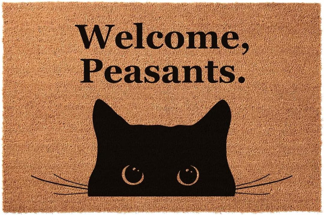 Funny Coir Welcome Mat - Personalized Monogram Doormat for Front Porch, Non-Slip Outdoor Entrance Way Rug, 23.6 x 15.7 inch, Onesize