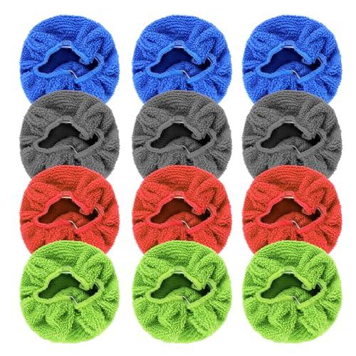 8PCS Car Windshield Cleaning Tool Bonnets, Microfiber Cleaning Cloth for Windshield Cleaning Tool, Replaced Car Care Microfiber Windshield Cleaner Cloths Pad, Fits 3" Plate (8PCS, Green Slightly Used)