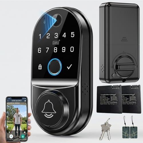 Smart Door Lock for Front Door: WiFi & Camera with 1080p HD Night Vision