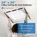 4-Way Ceiling Air Diverter 24"x24", Air Diverter for 2'x2' Ceiling Grid, Tool-Free Installation, Airflow Redirector for Offices, Classrooms, and Commercial Spaces