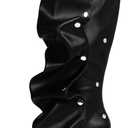 women's Knee High Boots Stiletto Boots Pointed Toe Heels knee high boots wide calf Detachable Snap-off Buttons Slouchy Boot (9, Black Pu)