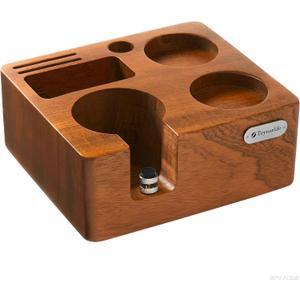 Tamping Station for Portafilters Solid Wood Espresso Accessories 5-Slot Organizer with Anti-Slip Base & Adjustable Height (Small)