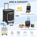 INSMEER 2-in-1 Rolling Cooler with Wheels, 60 Cans Collapsible Soft Sided Cooler on Wheels, Hard Top with 2 Cup Holders, Insulated 100% Leakproof Wheeled Cooler Bag for Beach Camping Outdoor