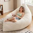 HUGHEAVEN Giant 3-in-1 Bean Bag Chair (76"x55") Oversized Floor Sofa Couch | Comfortable giant floor cushion with back support for adults. Washable cover memory foam lounge sofa for movie nights., 76"D x52"W x 14"H