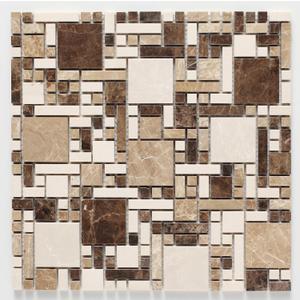 Natural Stone Mosaic Marble Tiles  Luxury Bathroom & Kitchen Backsplash, Anti-Slip Floor/Wall Tiles for Indoor Spaces (Living Room, Bedroom, Sunroom) R8 Safety Certified (MB095B-P)