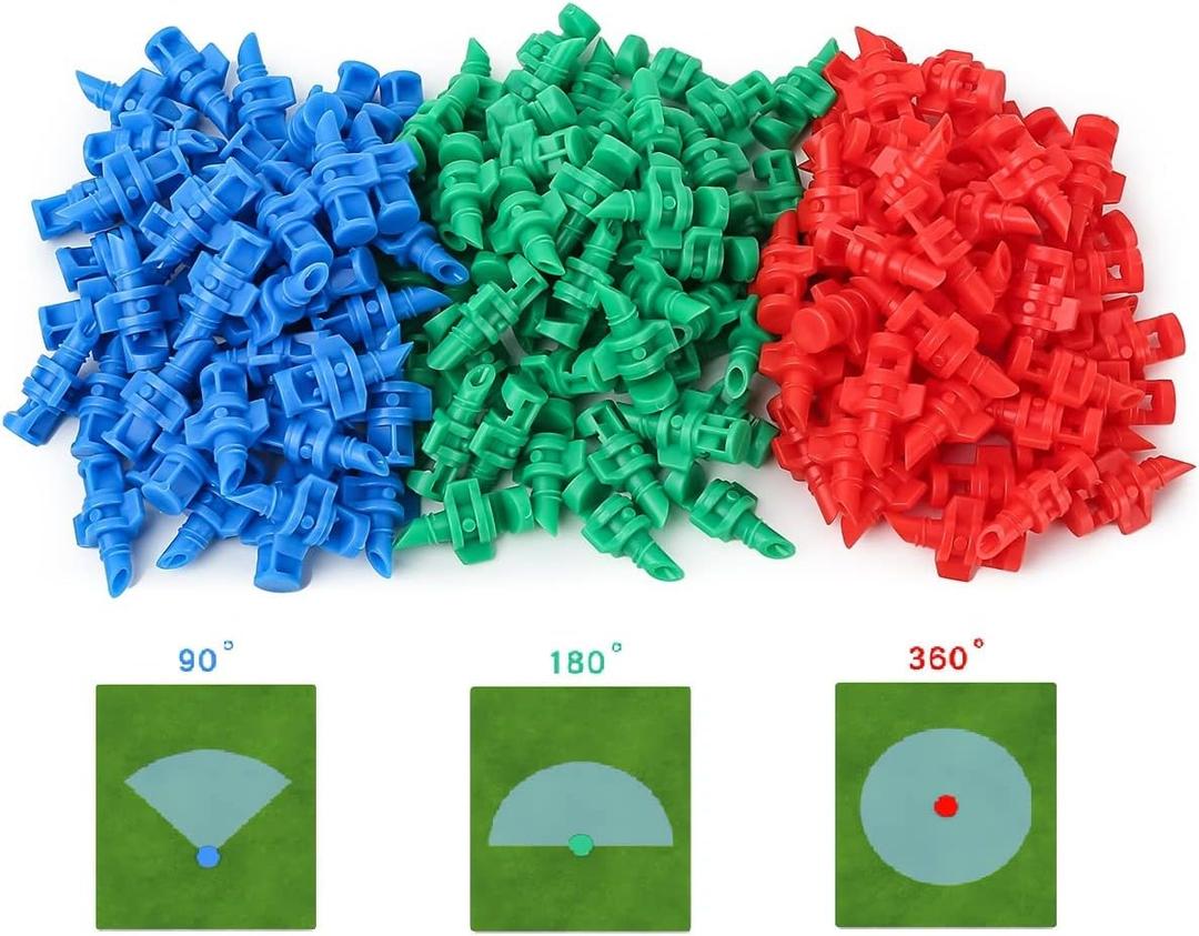 150pcs 90/180/360 Degree Polyethylene (PE) Micro Sprayer Refraction Automizing Sprinkler Nozzle Irrigation System Garden Lawn Plant Irrigation Water Sprinkler