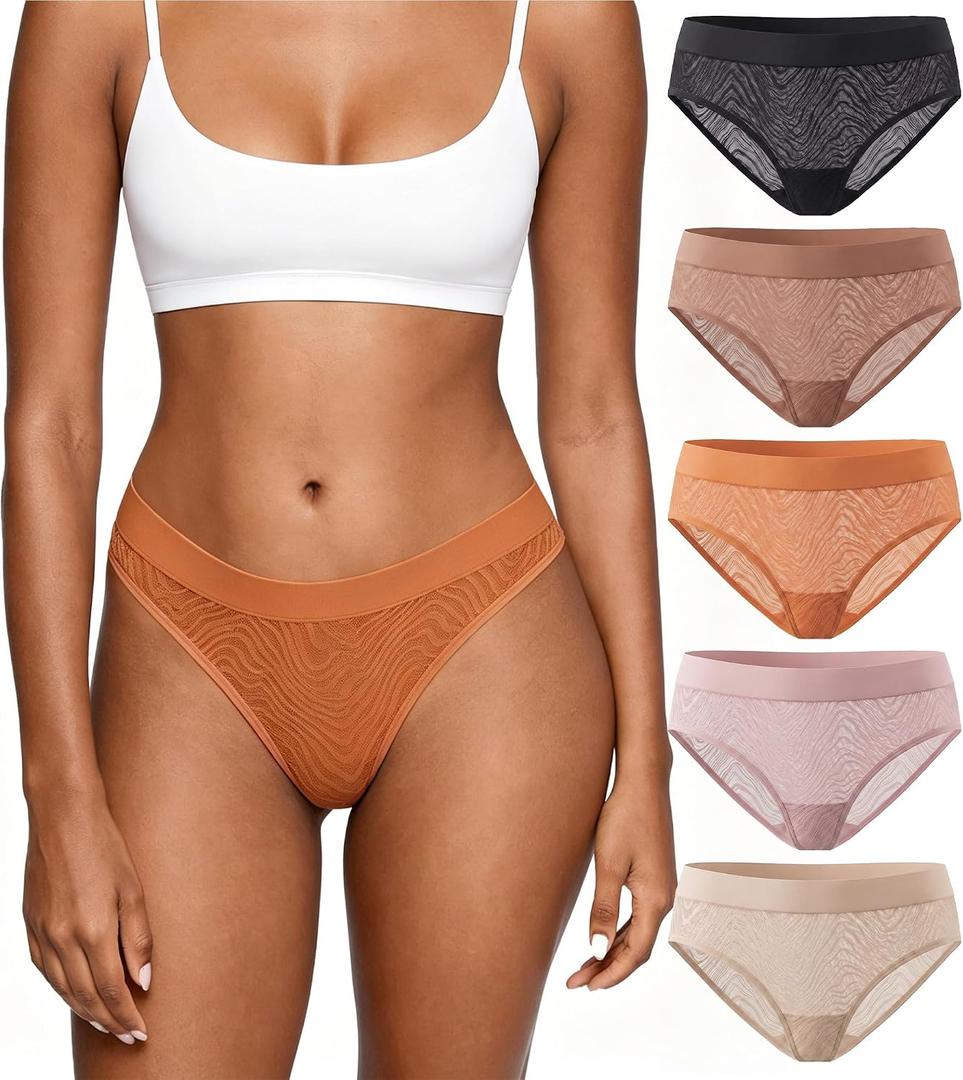 COOPLUS Cotton Women's Underwear, Soft Breathable Comfortable Panties (5/6 Pack) (Green)