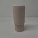 White Ceramic Flower Vase, Decorative Vase for Pampas Grass, Ribbed Vases for Decor, Boho Vases for Living Room, Office, Mantel, Shelf, Dinning Table