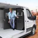 MELIPRON Van Partition Bulkhead Fit for Ford Transit 150 250 350 Low Roof with Door Handle, Black
