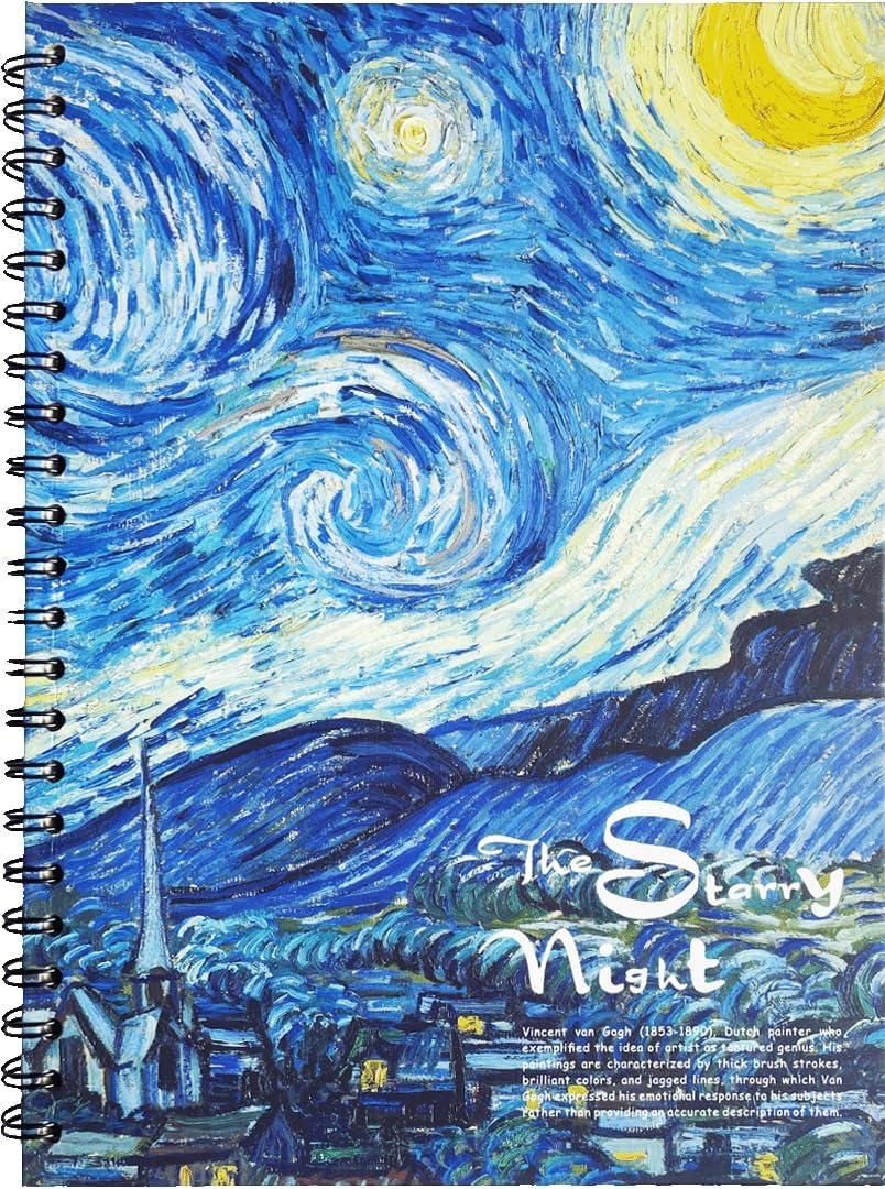 Sketchbook for Drawing, Sketch Book Mixed Media Pads, A4, 160 GSM, 9x12, Big Notebook, Plain Paper, Blank Notebook, Cute Sketchbook, Sketch Book for Adults, Van Gogh Starry Night