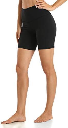 YUNOGA Women Biker Shorts 6" Inseam - High Waisted Tummy Control Workout Athletic Exercise Spandex Yoga Shorts XS