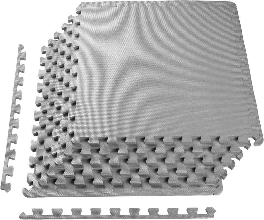 OLIXIS Puzzle Exercise Mat with EVA Foam Interlocking Tiles for MMA, Exercise, Gymnastics and Home Gym Protective Flooring, 1/2" Thick, 24 Square Feet, Gray (Grey)