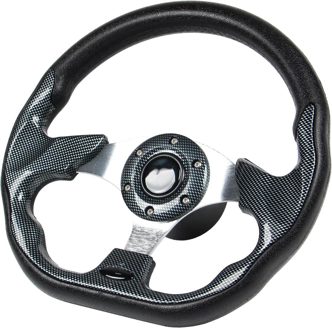 12.5" D-Shaped Boat Steering Wheel with 3/4 Tapered Shaft, Carbon Fiber Axle Marine Steering Wheel for Seastar and Verad, etc. for Marine Boats, Vessels, Yacht, Pontoon Boat