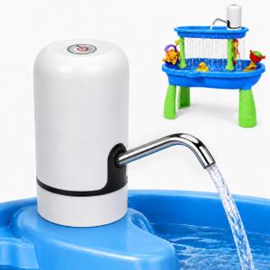Water Table Pump for Kids - Rechargeable Kids Water Pump for Table with 3 Hours Continuous Flow, Easy Install Portable Water Table Accessories for Summer Outdoor Water Play (White)
