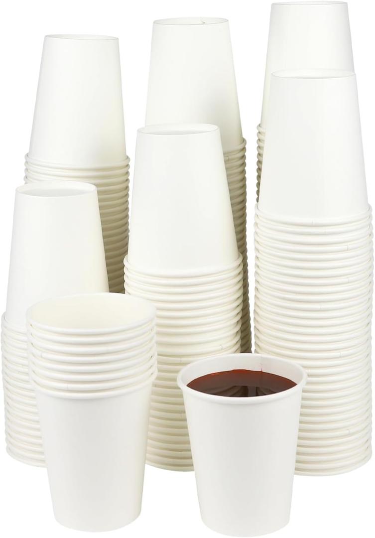 Paper Cups 8 Oz, 120 Pack Paper Coffee Cups 8 Oz, Disposable Cups for Hot and Clod Beverage, White Water Cups, Disposable Tea Cups for Home Office Party Travel