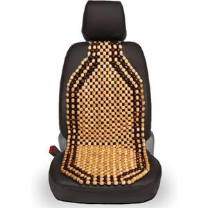 VaygWay Wood Beaded Comfort Seat Cushion  Wooden Beaded Comfort Car Seat Cover Double Strung Car Massaging Cool Cover Car Chair w/High Ventilation  for Truck or Office Chair (1 Pack Beige/ Black)