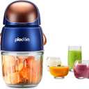 Baby Food Maker Mini Cute and Small Food Processor Puree Blender Grinder Chopper 300ml Cup Glass Bowl with 8 Blade Electric (Spaceman-Blue)