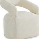 KISLOT Upholstered Dining Chairs Set of 1 with Casters, Cream Beige