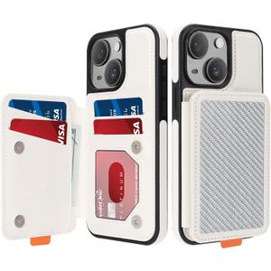 GUERNICA for iPhone 14 Plus/iPhone 15 Plus (6.7") Case Wallet with Card Holder, RFID Blocking Leather Protection, Shockproof Women Men Phone Case for Apple 14 Plus/Apple 15 Plus, A - Silver White