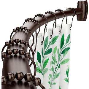 Bonpally Curved Shower Curtain Rod for Bathroom, 40-72 Inches Adjustable Curved Shower Rod, 0.9MM Aluminum Shower Curtain Rod with Rotating Brackets for Extra Shower Space, Need to Drill, Bronze