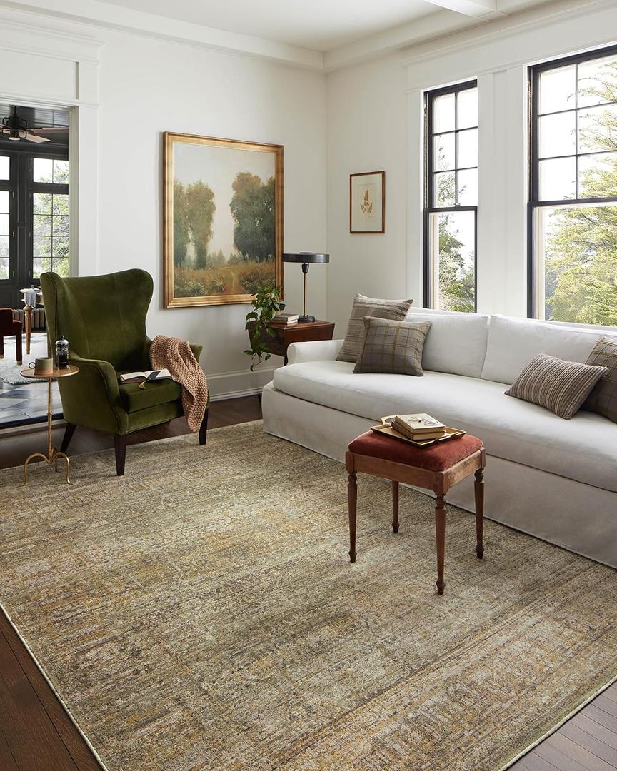 Loloi Jean Stoffer Bradbury Collection, Dove & Gold, 3'-7" x 5'-7" Accent Rug  Modern & Traditional Area Rugs for Living Room Bedroom Entryway & Hallway No Shed High Traffic Area Decor Rug