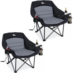 2 Pack Oversized Camping Chairs for Adults Heavy Duty Padded Lawn Chair