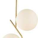 2 Lights Modern Globe Chandelier Mid Century Pendant Light Large 7.87 White Globe Glass Shade Hanging Light Fixture for Dining Kitchen Island Bedroom (Gold)