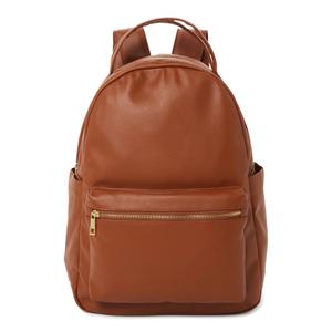 No Boundaries Women's Dome Zip Backpack, Cognac Faux Leather
