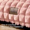 Cat Bed for Indoor Cats - Cute Pink Cat Couch Beds, Fluffy Pet Couch with Faux Rabbit Fur Washable Cover, Fuzzy Pet Sofa in 3D Diamond Pattern, 24inch