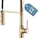 22‘’ Extra-Tall Brushed Gold Kitchen Sink Faucets, Commercial High Arc Single Handle Kitchen Faucets for Pull Down Sprayer Modern Spring with Deck Plate 22 inch