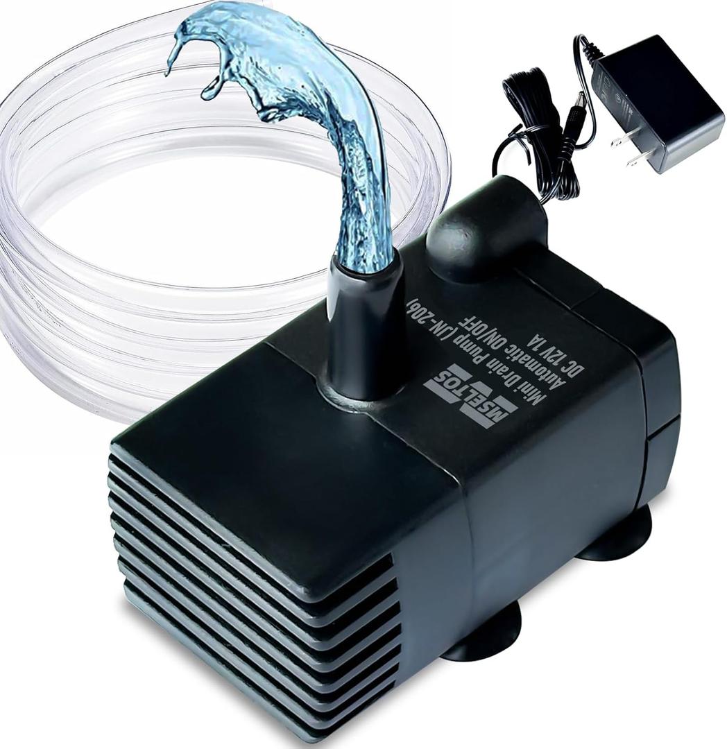 Automatic Small Sump Pump with Water Sensor, 8 FT Lift 70 GPH 115V/230V Mini Condensate Pump with Float Switch, Water Removal for Dehumidifier, Air Conditioner, Ice Maker, Basement, Auto On Off (Black)