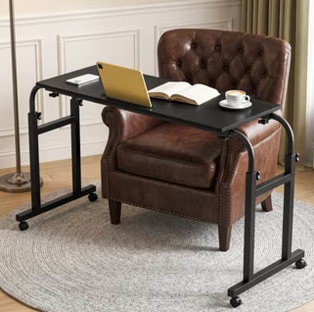 Overbed Table with Wheels, Adjustable Height & Length Recliner Table (Wildland Oak)