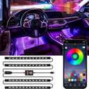 LivTee Smart RGB LED Interior Lights, 2 Lines Design with USB Port, App Control, Music Mode and DIY Mode, Car Accessories Gifts for Women Men