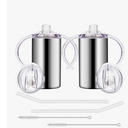 Vermida 12oz Stainless Steel Sippy Cups for Toddlers with Handles, Spill Proof Double Wall Vacuum Insulated Sippy Cups, Kids Straw Cups with Extra Lids for School, Outdoor, 2 Pack