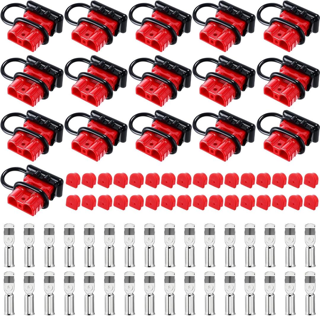 16 Pcs 50A Battery Quick Connect/Disconnect Plug Kit, Compatible with 6-12AWG Battery Cables, 12-36V Universal Connector for Car, Winch, Trailer