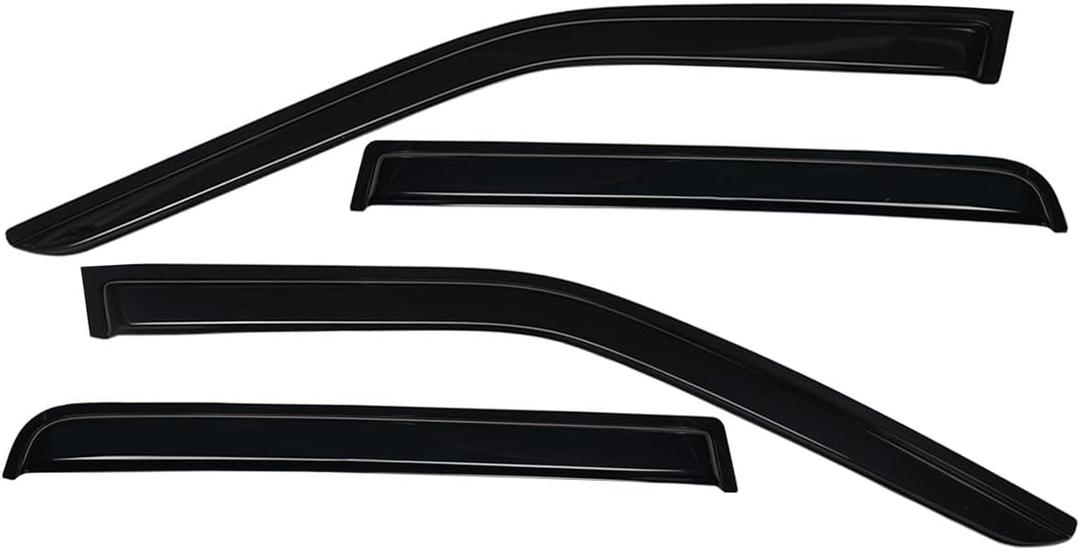 Lightronic Extra Durable Outside-Mount Auto Vent Window Visor, Fits 2011-2019 Ford Explorer, UV Protection Rain Guard, Original Wind Deflector, No-Drill Easy Install, Dark Smoke, 4-Pcs